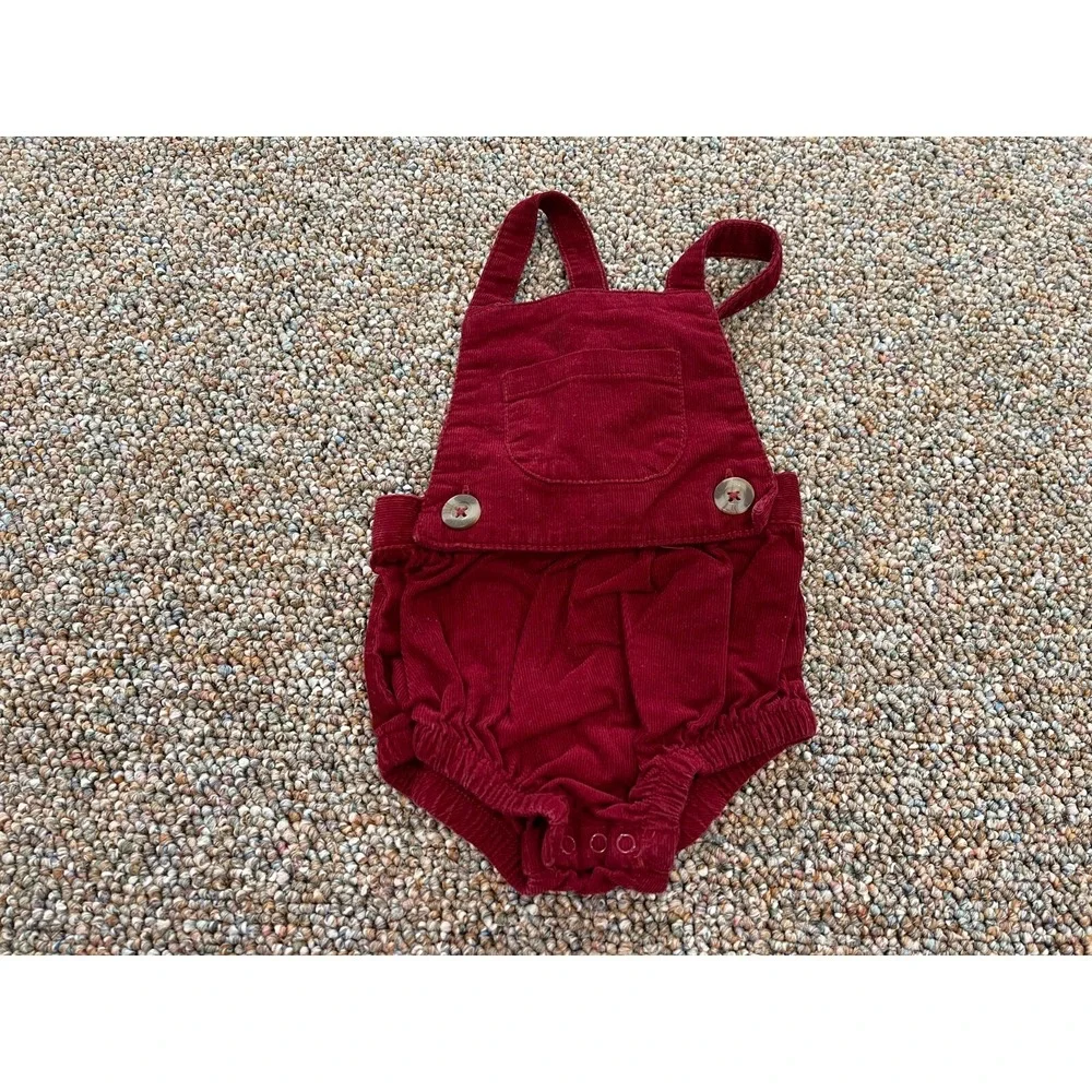 Cat & Jack Girls Dark Red Corduroy One-Piece 6-9M